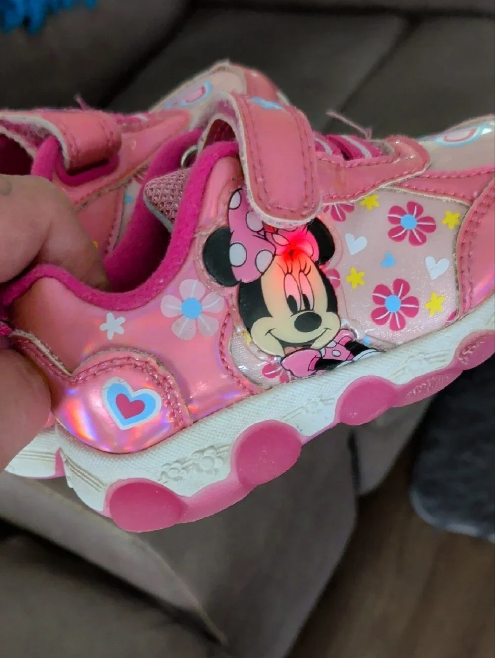 Disney Pink Minnie Mouse Floral Heart Girls' Sneakers